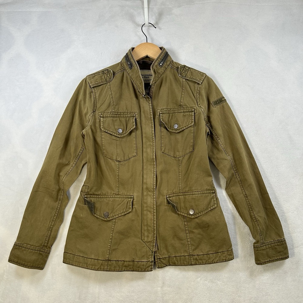 Y2K Abercrombie & Fitch Women's Army Green Utility Jacket Size Medium
